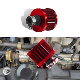 12mm Universal Cone Air Intake Filter Breather – High-Flow Cold Air Filter for Small Engines, Car & Motorcycle – Mini Aluminum Intake Accessory (Red)