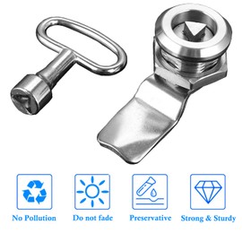 Litensh Electric Meter Box Latch Gas Meter Box Lock Post Box Lock with Triangle Key, Threaded Cam Lock Mailbox Lock Cabinet Drawer Furniture Lock (18MM-1PACK) Silver