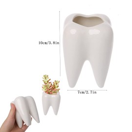 Spldsun 2 Pieces Ceramic Flower Pots with Teeth Fairy Planter Succulent Planter Window Boxes Creative Pen Holder for Home Office Desk Birthday Wedding