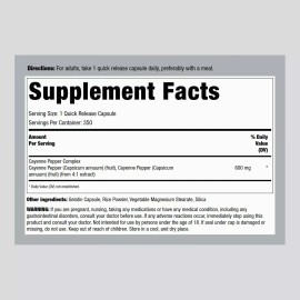 Piping Rock Cayenne Pepper Capsules | 600mg | 350 Count | Herbal Supplement | by Piping Rock