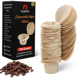 Fanativita 100 Count Fanativita K Cup Filters Disposable with Genius Lid Design, Fit All Reusable K Cups for Keurig (Unbleached)