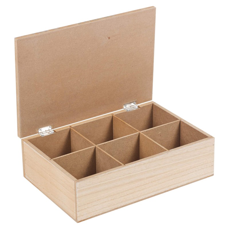 URBNLIVING Teebox mit 6 Fächern, Blatt-Design, bemalt