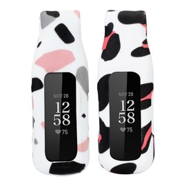 TZY 2-Pack Clips Replacement for Fibit Inspire 2, Soft Comfortable Silicone Clip 360°Protection Holder Accessory Compatible with Fibit Inspire 2 (Black White)