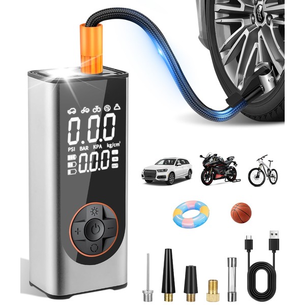 Portable Electronic Air Pump, 150 PSI Mini Compressor with Pressure