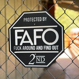 FAFO Security Sign and FENCE BRACKET - Color: HOA Friendly BLUE