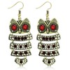Fashion Alloy Yellow Gold-Tone Red CZ Drop Dangle Owl Statement