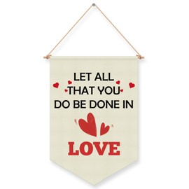 Christian Quote Gifts Hanging Pennant Flag Banner Bible Scripture Wall Sign Decor for Nursery Bedroom Prayer Religious Decor for Teen Boy Girl Christmas Birthday Gift Cotton Linen