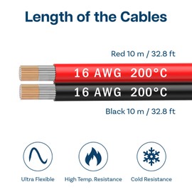 MMOBIEL 16 AWG Electrical Wire Parallel - 16 Gauge 10 m / 32.8 ft - Tinned Copper Cable - 2 Core Cables - LED Strips, Audio/Speaker Cable, Low Voltage Landscape Lighting, Lamps