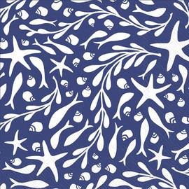 Ideal Home Range Tidepool Party Napkins- 40 Count | 2 packs of 20CT Cocktail Napkins, Navy Blue and White, C1041300