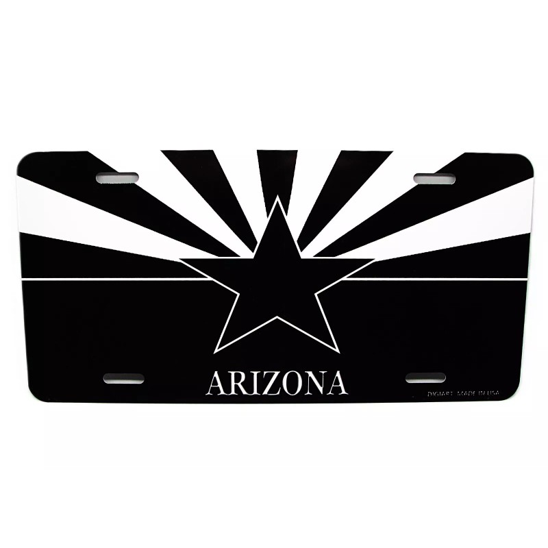 DIGIART INTERNATIONAL ARIZONA STATE FLAG METAL CAR LICENSE PLATE AUTOTAG.BLACK