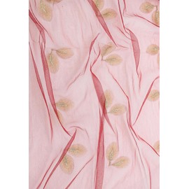 QUEEN HELENA SC030 Lightweight Transparent Scarf with Pattern Elegant Women's Scarf, red