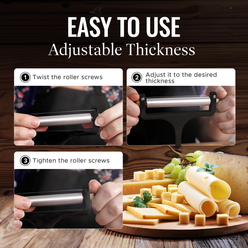 Zulay Kitchen Stainless Steel Wire Cheese Slicer - Adjustable Hand