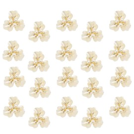 EXCEART Metal Decor Rhinestone Embellishments 20Pcs Rhinestone Faux Pearl Flower Buttons Flatback Buttons Embellishments For Crafts Sewing Scrapbooking Crafts (Light Yellow) Wedding Décor Metal Trim
