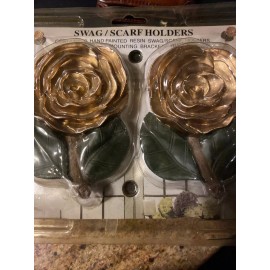 Carnation Home Fashions PAIR SPANISH ROSE HAND-PAINTED RESIN SWAG/SCARF HOLDERS Original Packaging