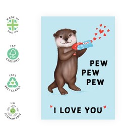CENTRAL 23 Anniversary Card for Couple - Cute Otter Card - Valentines Day Card for Girlfriend Wife Husband - I Love You Gifts For Him or Her - Happy Anniversary Cards For Boyfriend
