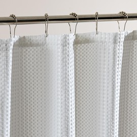 SLEEP ZONE Shower Curtain, Waffle Shower Curtains for Bathroom, Heavy Duty Thick Fabric Shower Curtain - 285GSM Luxury Weighted Polyester Bath Curtain, 72" W x 72" L (White)