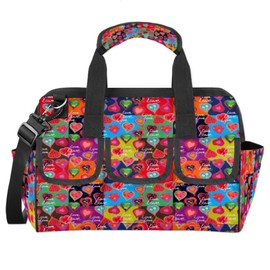 Love Heart Colorful Wide Mouth Tool Bags for Men and Women 14.8-Inch Tool Tote Bag Pouch Heavy Duty Waterproof Tool Organizer Bag with Adjustable Strape