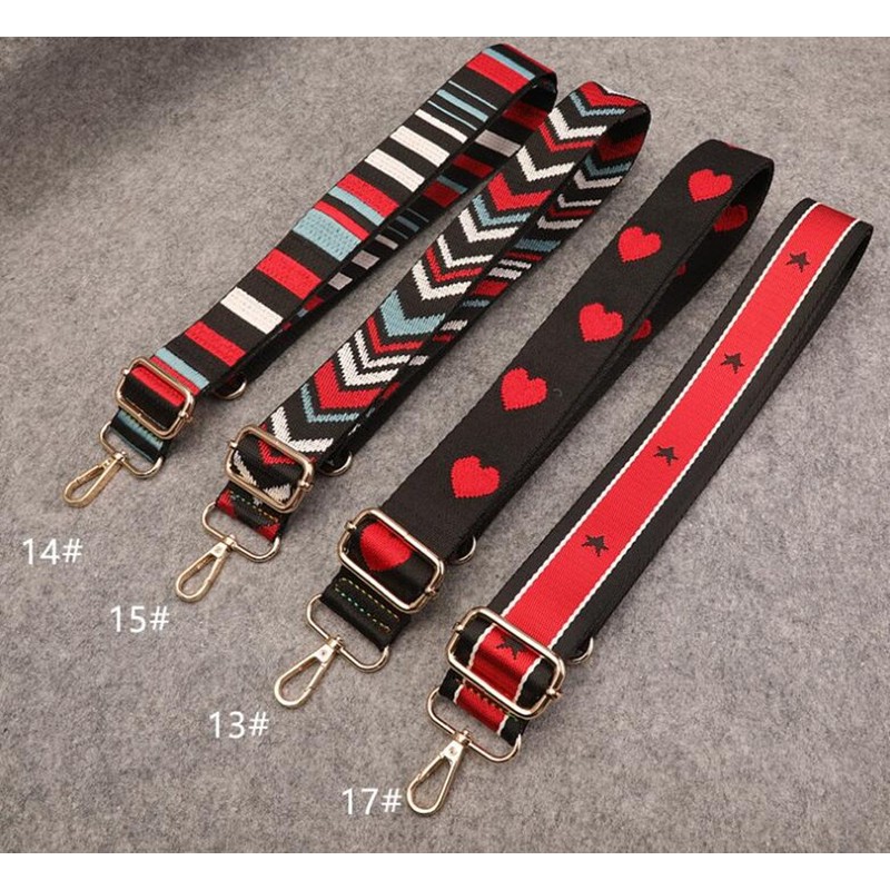 Purse Strap Replacement Guitar Style Multicolor Canvas Crossbody Strap for