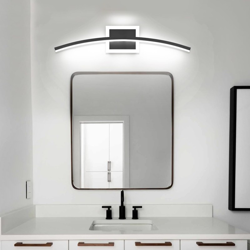 PRESDE Modern Black LED Bathroom Vanity Light 24in Dimmable Bathroom