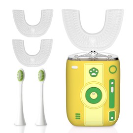 yeklike Adult Sonic Automatic Electric Toothbrush, 360° Oral Cleaning Stain Whitening, IPX7 Waterproof Rechargeable, u-Shape Brush Head*3+Straight Handle Brush Head*2, Suitable for Travel or Home Use