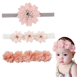 DFsucces Baby Hair Band, Girls, Baby, Children, Flower Hair Accessory, Cute, Fashionable, Baby Hair Band, Headband, Lace Band, Celebration, Anniversary, Birthday, Photography, Baby Shower, 3 Piece Set