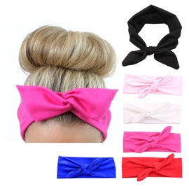 Damen Stirnband mit Knoten, Haarband / Zubehör für Sport oder zum Laufen, 6 Pack