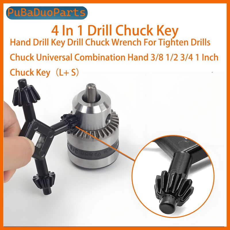 4-in-1 Drill Chuck Key Set, 8 Sizes Universal Chuck Wrench