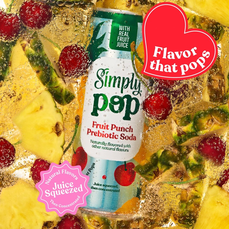 Simply POP Prebiotic Soda Fruit Punch Cans, 12 fl oz,