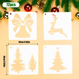 HO2NLE Pack of 72 Christmas Stencils Snowman Snowflakes Stencils Christmas Window Decoration Window Stencils Drawing Stencils for Wall Photo Album Cards Scrapbooking