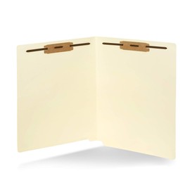 50 End Tab Fastener File Folders - Reinforced Straight Cut Tab 2 Prong Folders- Designed to Organize Standard Medical Files and Office Documents - Letter Size, Manila, 50 Pack