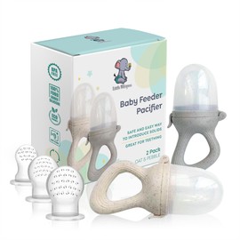LittleWhispers Baby Fruit Food Feeder Pacifier - Infant Feeding Teether - 2 Piece (Oat & Pebble)