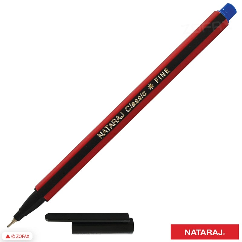NATARAJ Classic Fine Point BLUE Ballpoint Pens (12 x 0.7mm