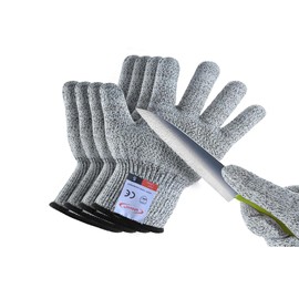 ohsuni 2 Pairs Cut Resistant Gloves for Kids 4-6 Years, Level 5 Protection Cutting Gloves Food Grade for Cooking, Whittling, Wood Carving, Gardening and DIY(Grey-XXXS)