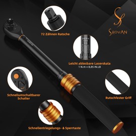 Torque Wrench 3/8 Inch, 72 Teeth Reversible Ratchet Head, 5-60 Nm Torque Wrench Set for Bicycle, Motorcycle and Car Spark Plug Change, with 3/8 Inch to 1/4 Inch Adapter, 3/8 Inch Universal Joint, 75