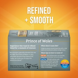 Twinings Prince of Wales Black Tea Individually Wrapped Bags, 20 Count (Pack of 1), Velvety Smooth & Mild, Caffeinated, Enjoy Hot or Iced, 20 Teabags