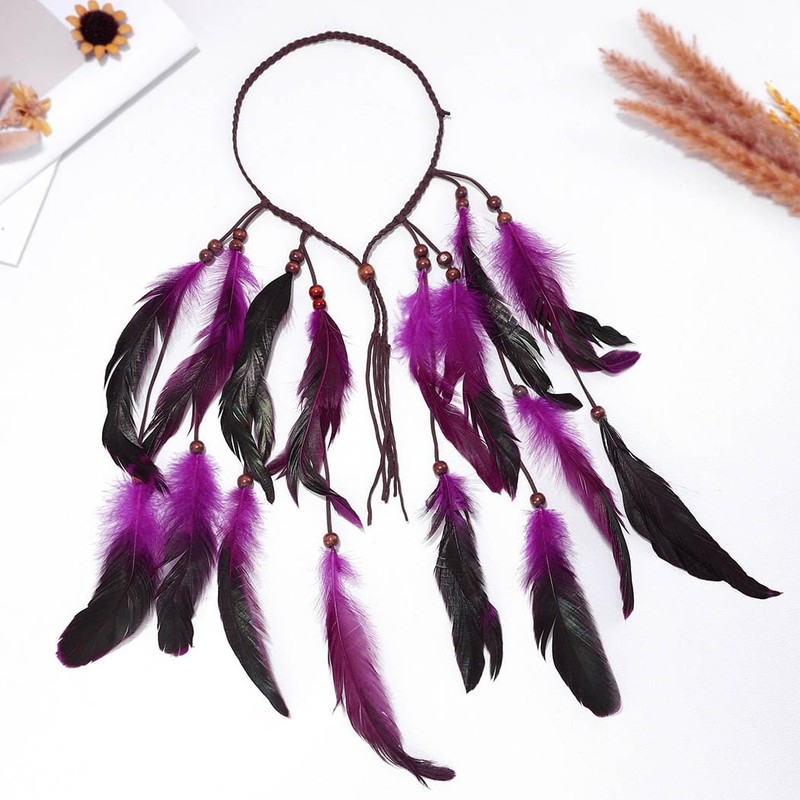 Fashband Indian Feather Headband Boho Tassel Hippie Tribal Headpiece Festival