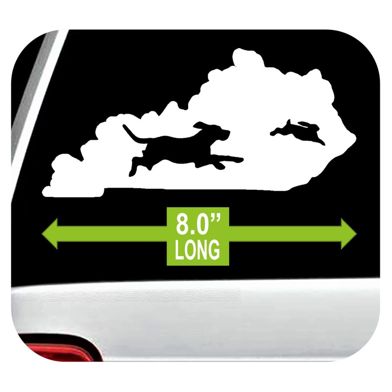 State of Kentucky Beagle Chasing Rabbit Hunting Decal Sticker for
