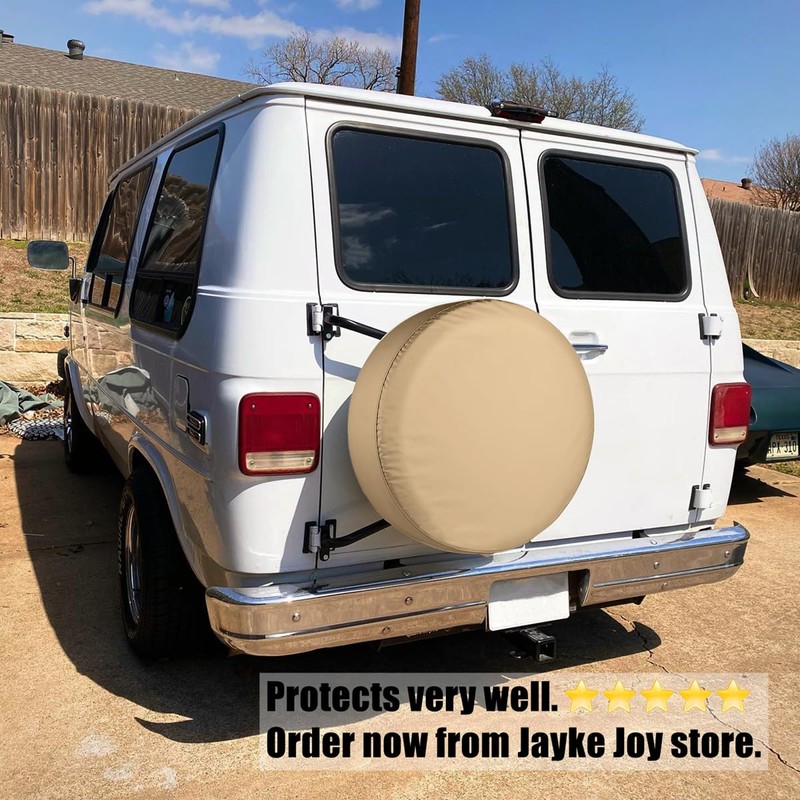 Spare Tire Cover, Beige Wheel Cover Waterproof PVC Leather Dust-Proof
