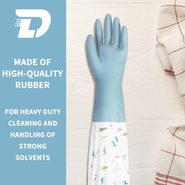 DZSEE Multi-Purpose Long Rubber Gloves, Heavy Duty Dishwashing and Cleaning Gloves, Chemical Resistant, Extra Long Cuff, Waterproof, Non-Slip Grip for Aquarium, Kitchen, and Household Use