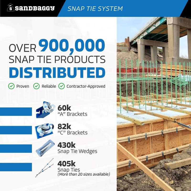 8" Standard Snap Ties for Concrete Forms - 1" Plastic