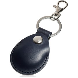 BLUE SINCERE Air Tag Compatible Case, Genuine Leather, Italian Leather, Full Protection, Anti-Scratch, Anti-Lost, Cover, Key Holder, Key Ring, Key/IKH5, dark navy, Free size