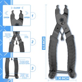 ptiysta Bike Link Plier，Chain Break Separator, Chain Checker, 3 Pairs Bicycle Missing Links, Bike Link Opener Closer Plier Chain Cutter Connector Wear Indicator Tool