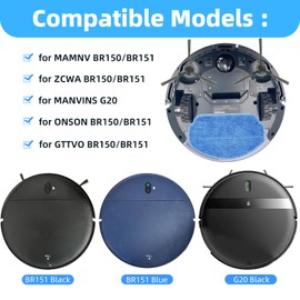 HUIZHEN Replacement Parts for MAMNV BR150/BR151, for ZCWA BR150/BR151, for MANVINS G20, for GTTVO BR150/BR151, for ONSON BR150/BR151 2-in-1 Robot Vacuum and Mop Combo, 4 Side Brush, 2 Filter, 2 Mop