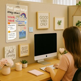 Fabric Wall Cubicle for Work Decor：Cubicle Decorations for Women Desk - Acrylic Office Supplies Sticky Note Board,Memo Board,Dry Erase Board - Office Wall Decorations