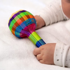 Sonajas para bebe ligeras, con Colores Contrastantes y Sonido Agradable para su Estimulación Temprana. Juguete para bebe en forma de maraca en 3 tamaños diferentes. Juguetes para bebe Hecho a Mano en México. Maracas para bebe que Estimulan la Mente con s