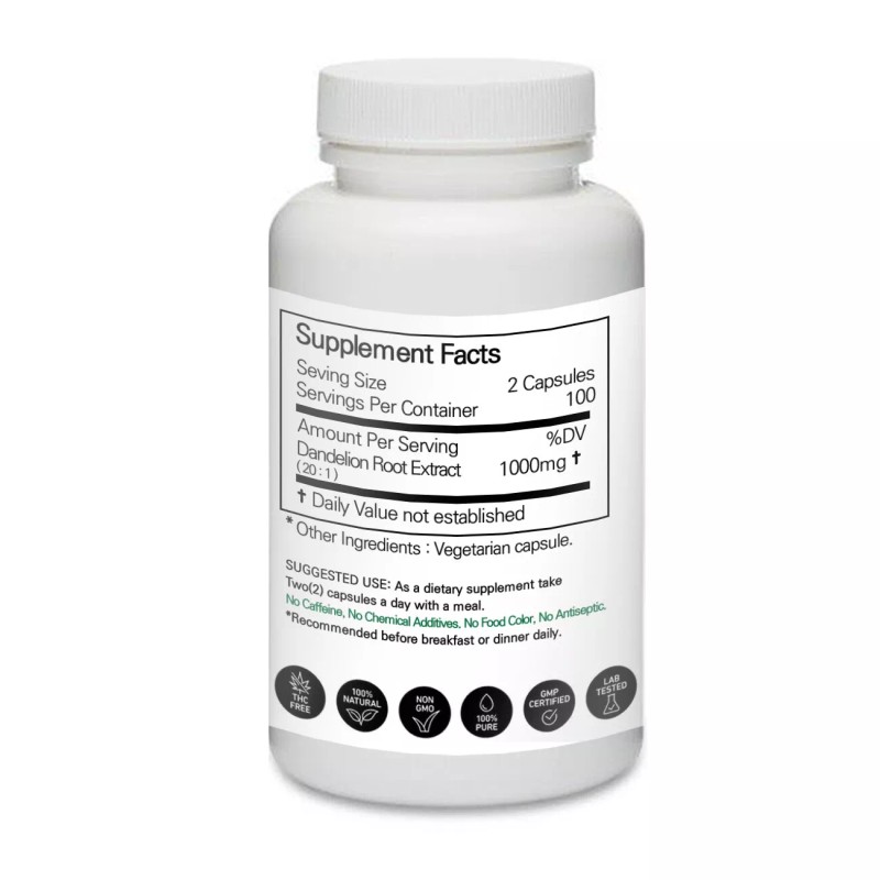 Prince Dandelion Root 20:1 Extract 100 Vegetarian Capsules 민들레 뿌리