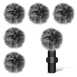 Mini Wireless Furry Windscreen Covers, 5 Pcs Furry Windscreen Muff Lavalier Microphone Wind Screen Muffs Pop Filter Noise Reduction for Wind and Ambient Noise Improve Mic Audio Quality (Grey)