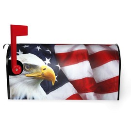 American Flag Bald Eagle Magnetic Mailbox Cover Standard Size 18x21 Inch Patriotic Mailbox Cover Independence Day Mailbox Wrap Decorative for Garden Yard Home