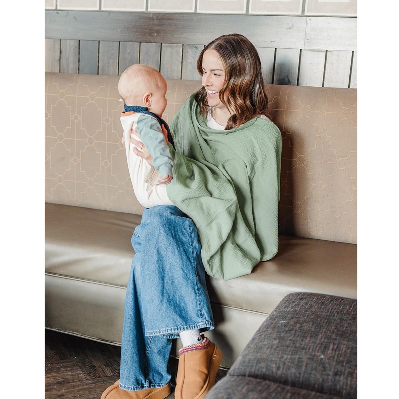 Konssy 2-Pack Muslin Nursing Cover Up for Breastfeeding Moms with
