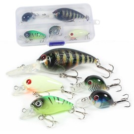 Crankbait Fishing Lures 5pcs Topwater Fishing Lures Micro Fishing Lures Saltwater Bluegill Pumpkinseeds Trout Perch with Tackle Boxes